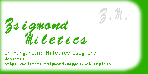 zsigmond miletics business card